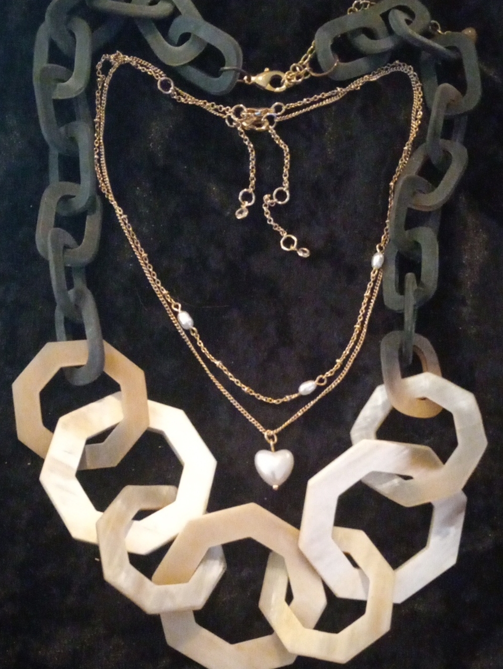 J. Jill Horn Links Black & Cream With Layered Hearts.